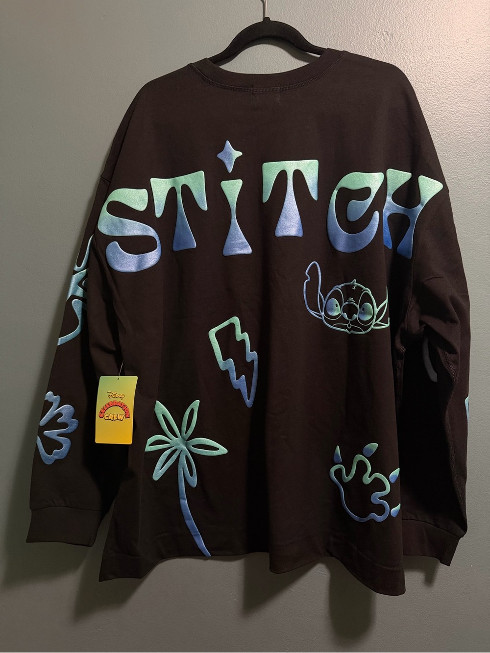 Disney Stitch 626 Spirit Jersey Shirt Unisex 2XL Black Long Sleeve Graphic NEW